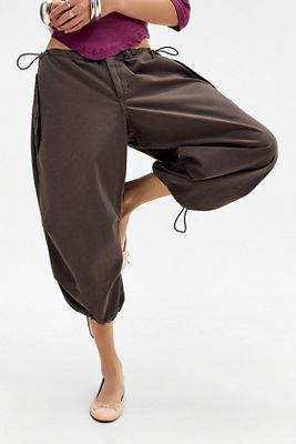 BDG Brown Baggy Tech Crop Trousers