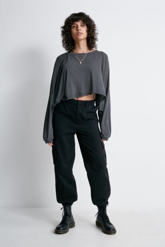 Urban Bliss Black Cuffed Cargo Trousers