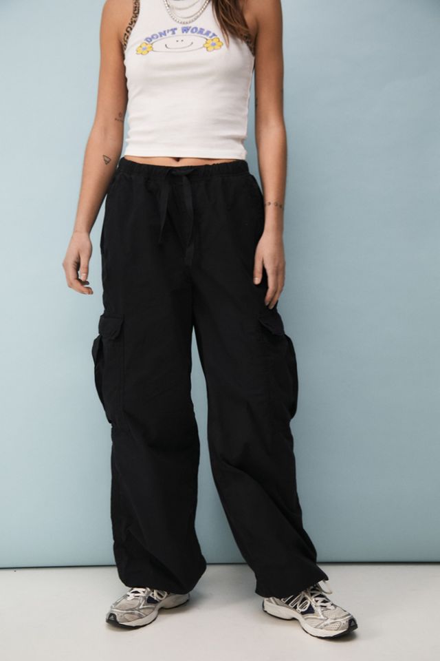 BDG Black Parachute Cargo Pants #2