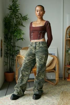 low rise camo cargo pants