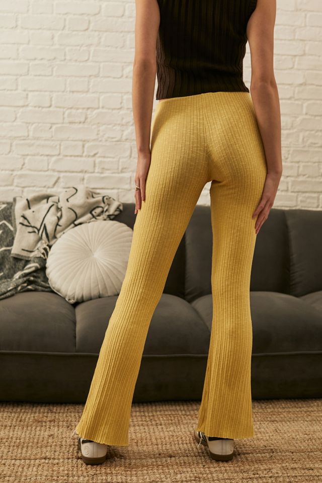 UO - Pantalon ample évasé en tissu côtelé Rosie jaune #1