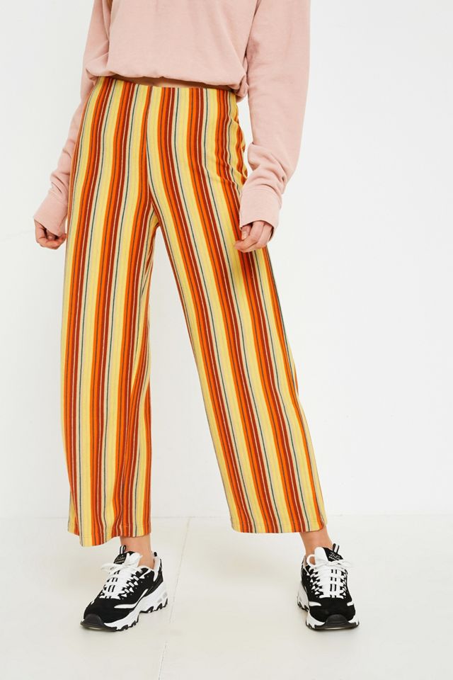 Urban Outfitters – Gestreifte Hose „Ant“ aus Strick in Orange #1