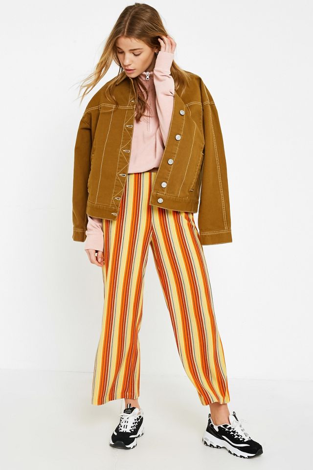 Urban Outfitters – Gestreifte Hose „Ant“ aus Strick in Orange #4