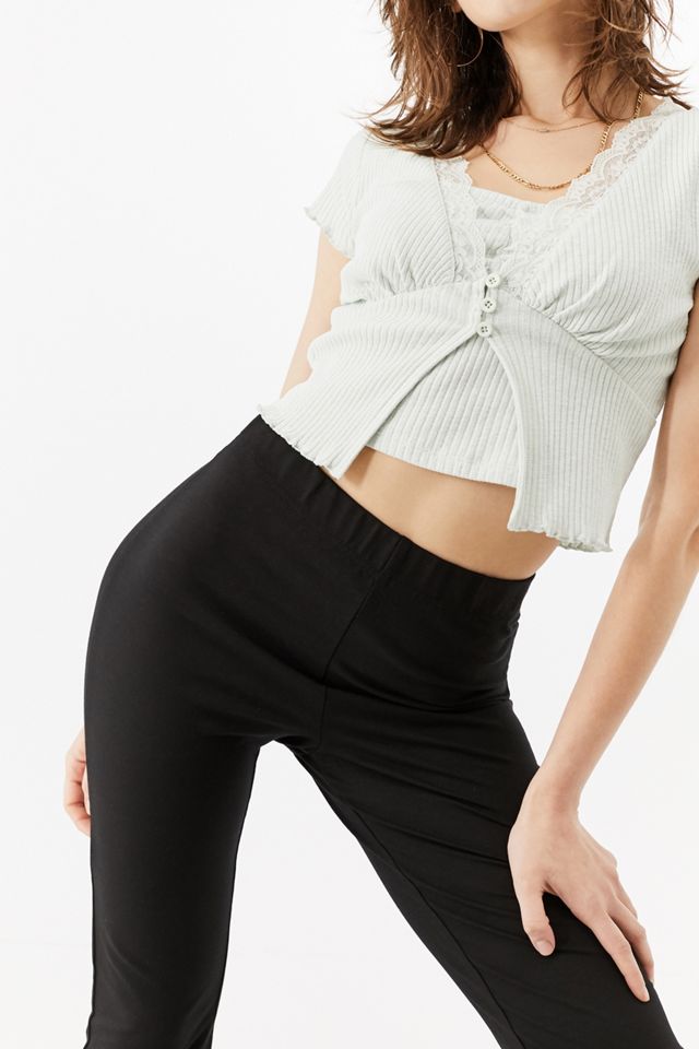 UO - Pantalon évasé en jersey noir #3