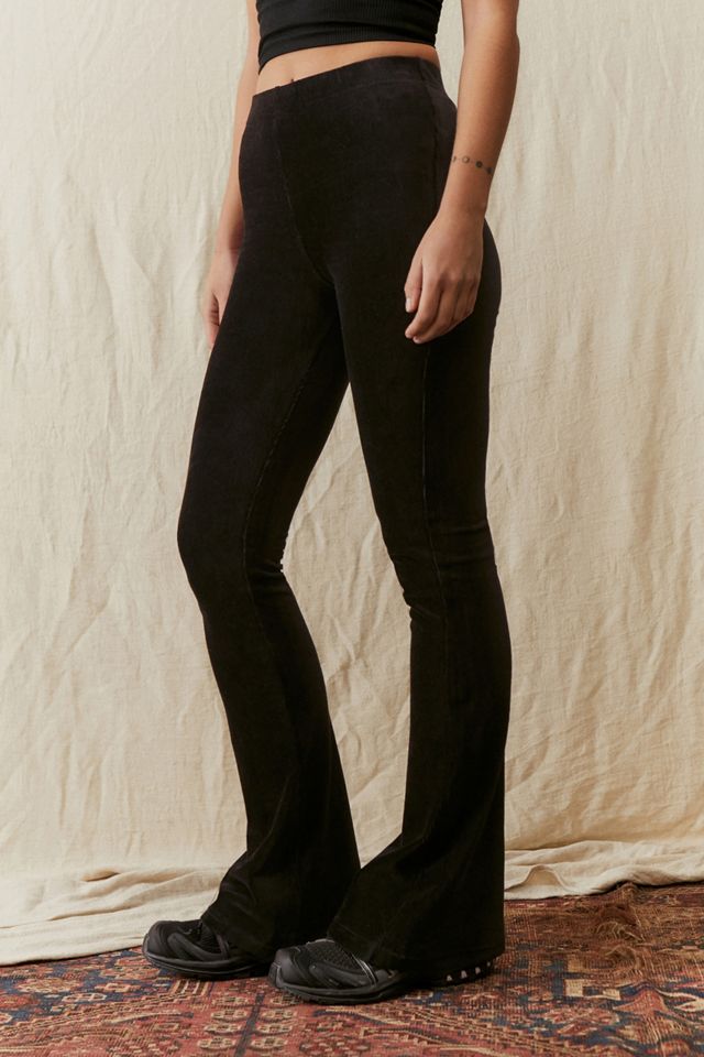 Urban Outfitters Uo Dark Green Velvet Flare Trousers