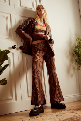 brown print pants