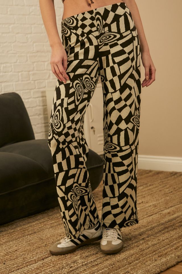 UO - Pantalon droit en maille jacquard motif papillon #1