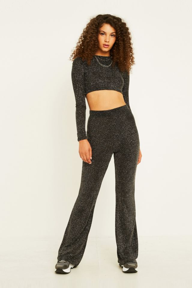 UO Sequin High-Waisted Flare Pant