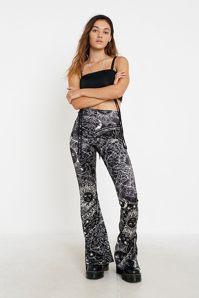 UO Celestial Satin Flare Trousers | Urban Outfitters UK