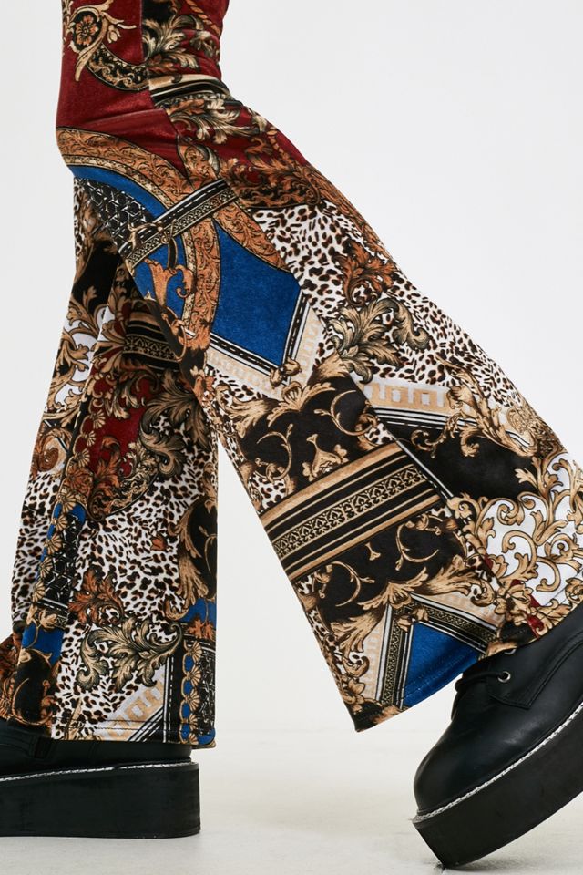 UO Scarf Print Velvet Flare Pantalones #2