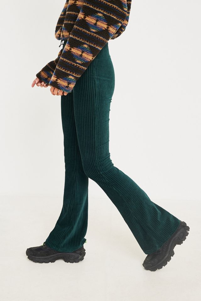 UO Pantaloni Velvet Flare Verde Scuro #3
