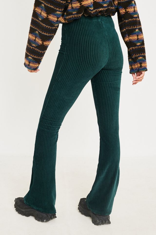 UO Pantaloni Velvet Flare Verde Scuro #4
