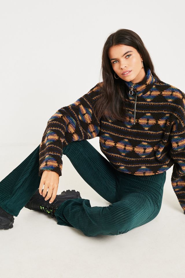 UO Pantaloni Velvet Flare Verde Scuro #5