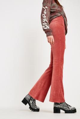 pink velvet flare pants