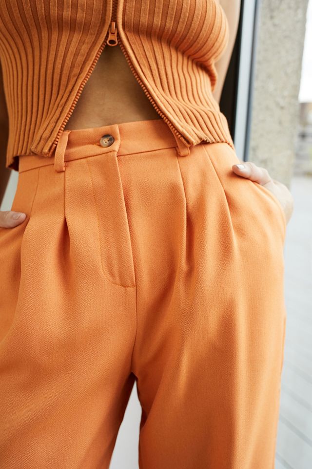 UO Orange Erica Wide-Leg Twill Puddle Trousers #3