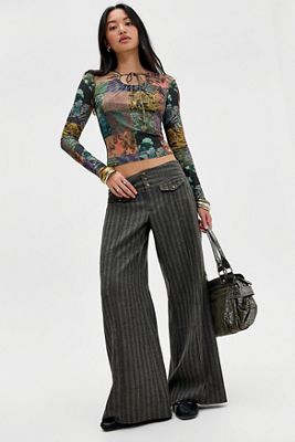 UO Hannah Gestreifte Hose mit Niedrigem Bund