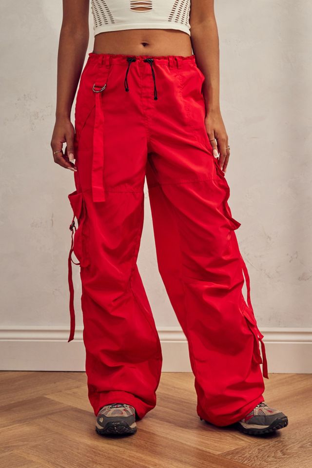 Pantalon cargo femme discount rouge