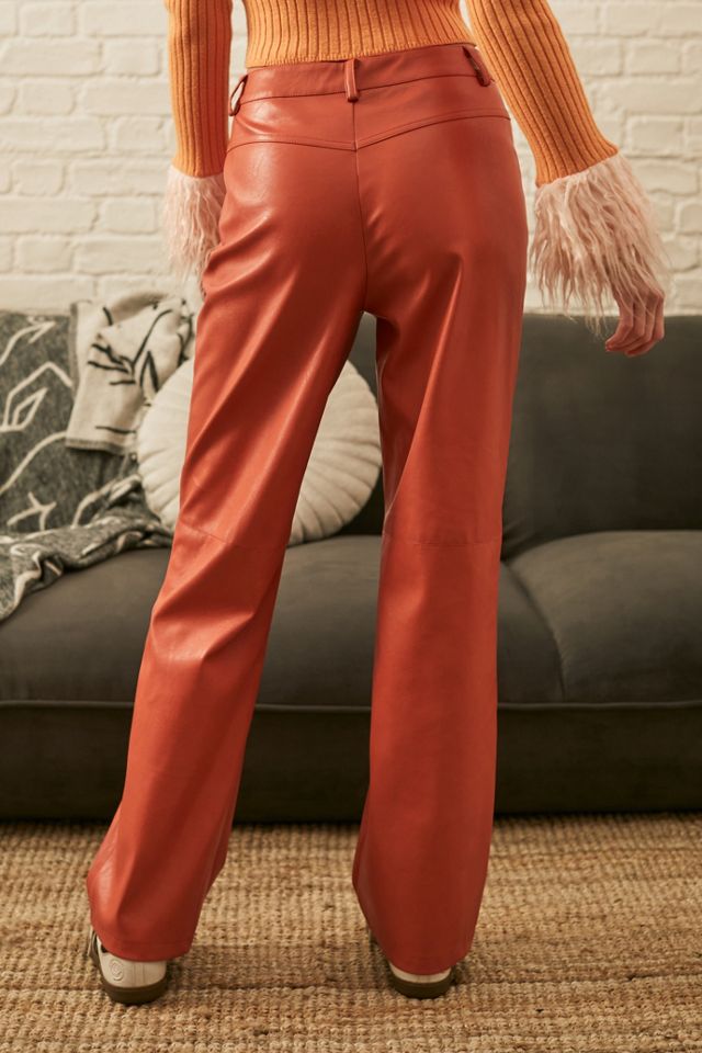 UO - Pantalon droit en polyuréthane Polly orange #1