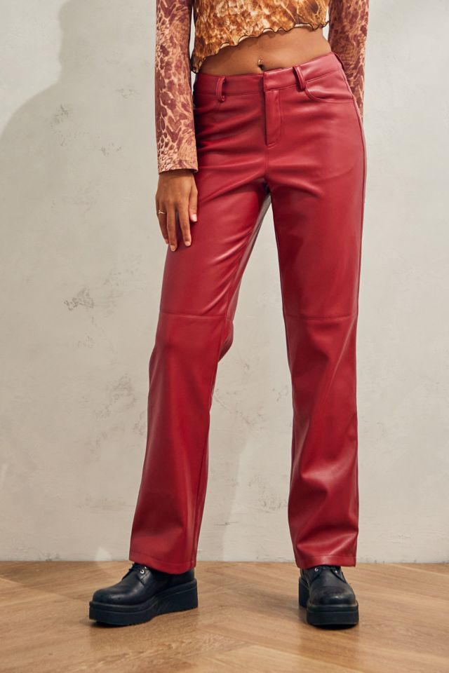 Red best sale straight pants