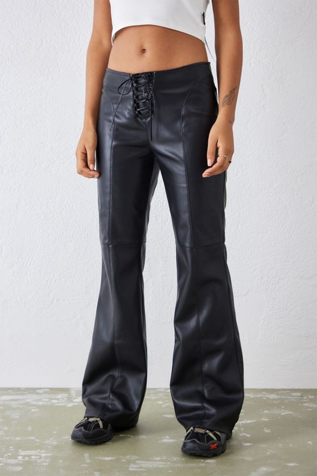 Faux leather front on sale pants