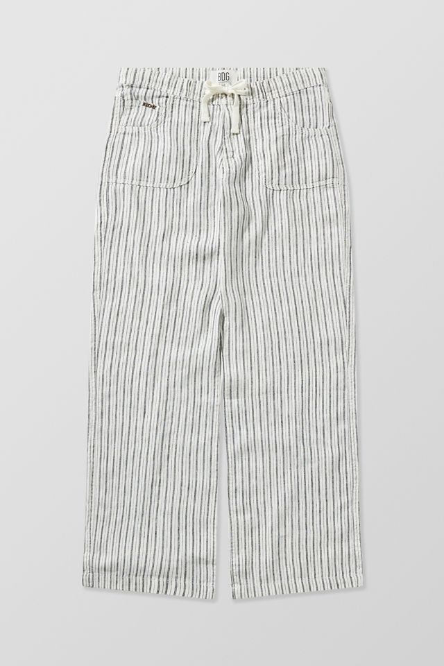 BDG White Pinstripe Five-Pocket Linen Pants #5