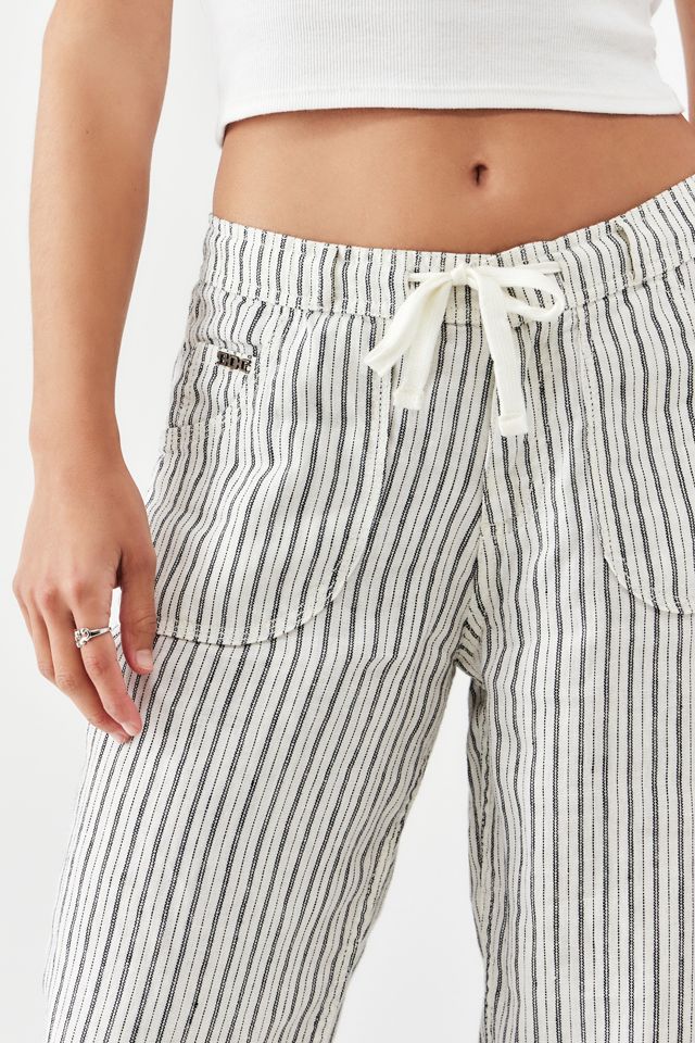 BDG White Pinstripe Five-Pocket Linen Pants #1