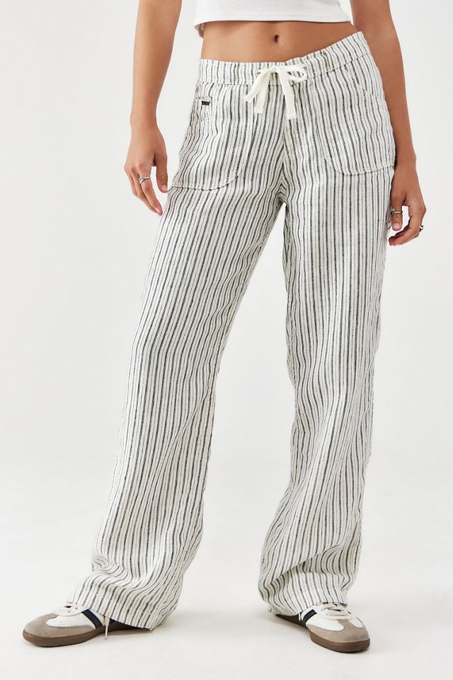 BDG White Pinstripe Five-Pocket Linen Pants #2