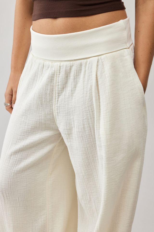 BDG Cream Hannah Fold-Over Pants | Urban Outfitters UK