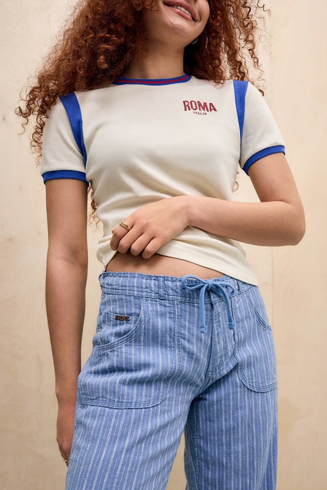 Pantalones BDG de Mezcla de Lino de 5 Bolsillos a Rayas #1