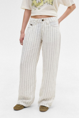 Pantalon en lin rayé blanc Kayla en taille: XS - BDG - Modalova