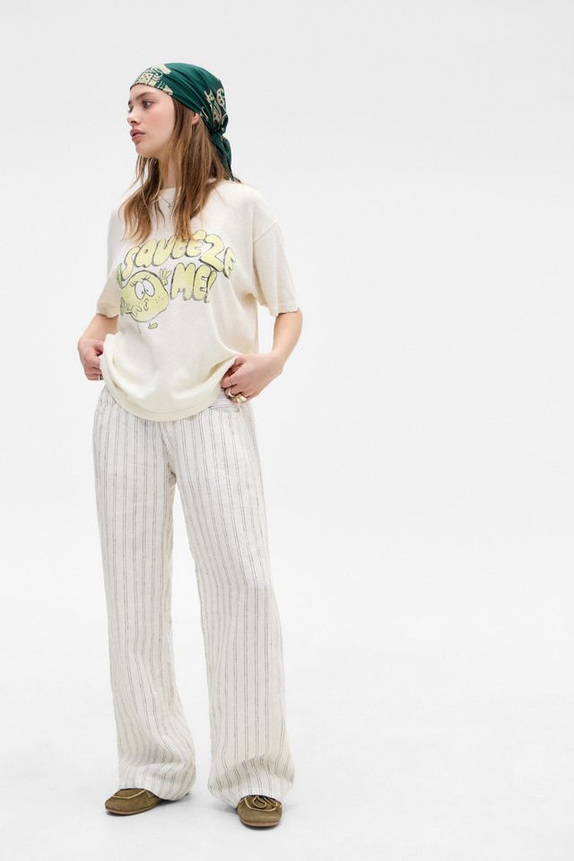 BDG White Kayla Stripe Linen Trousers #1