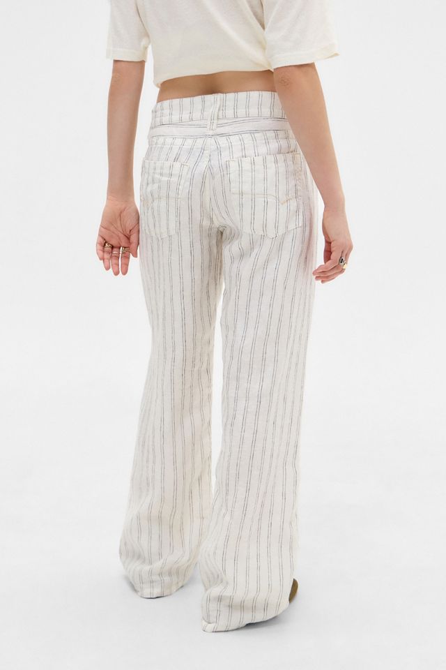 BDG White Kayla Stripe Linen Trousers #3