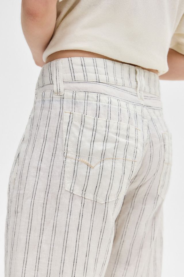 BDG White Kayla Stripe Linen Trousers #4