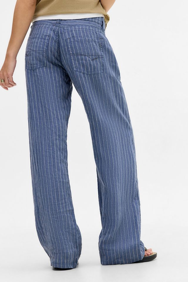 Pantaloni in Lino a Righe Kayla Blu BDG #3