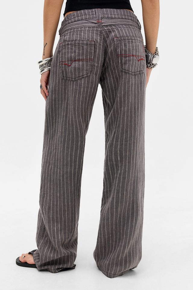 BDG Grey Kayla Stripe Linen Trousers #2