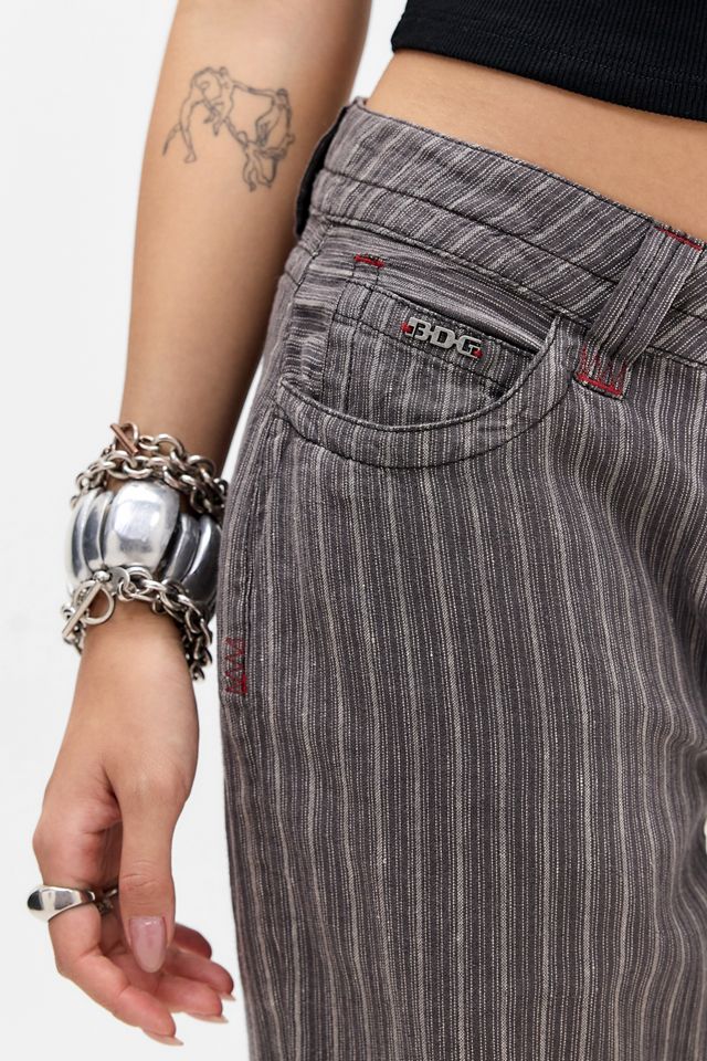 BDG Grey Kayla Stripe Linen Trousers #3