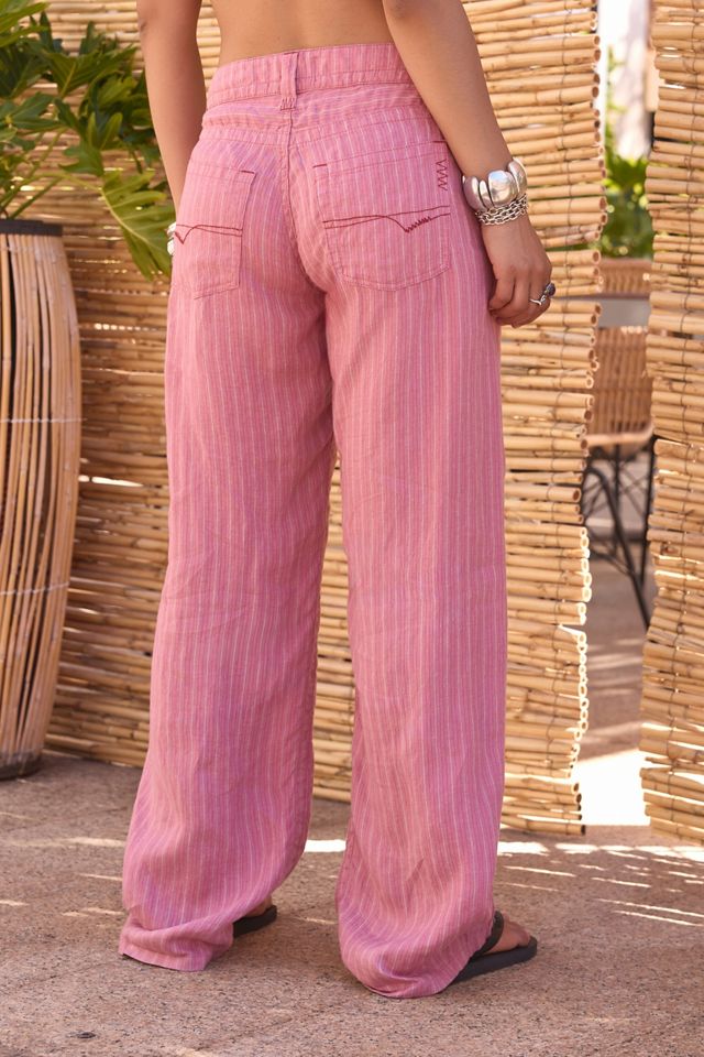Pantaloni in Lino a Righe Rosa Kayla BDG #3
