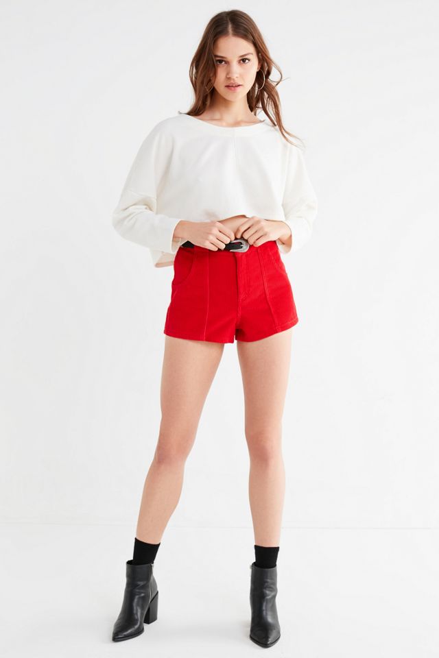 BDG Red High-Waisted Corduroy Shorts #4