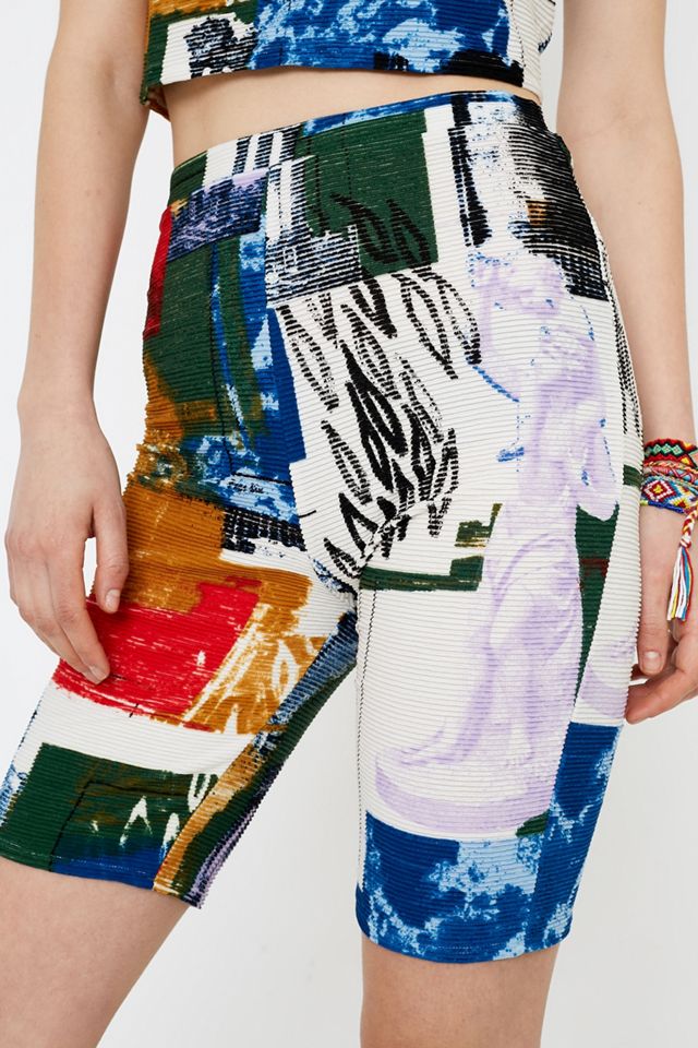 UO When In Rome Printed Ribbed Bike Shorts #1
