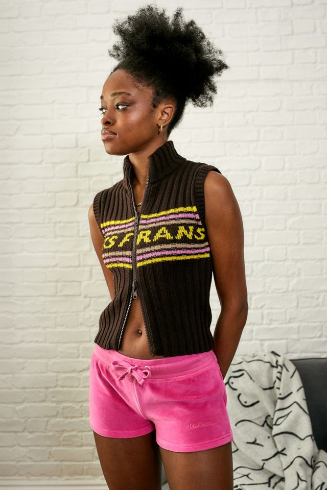 iets frans... – Ultrakurze Velours-Hotpants in Rosa #1