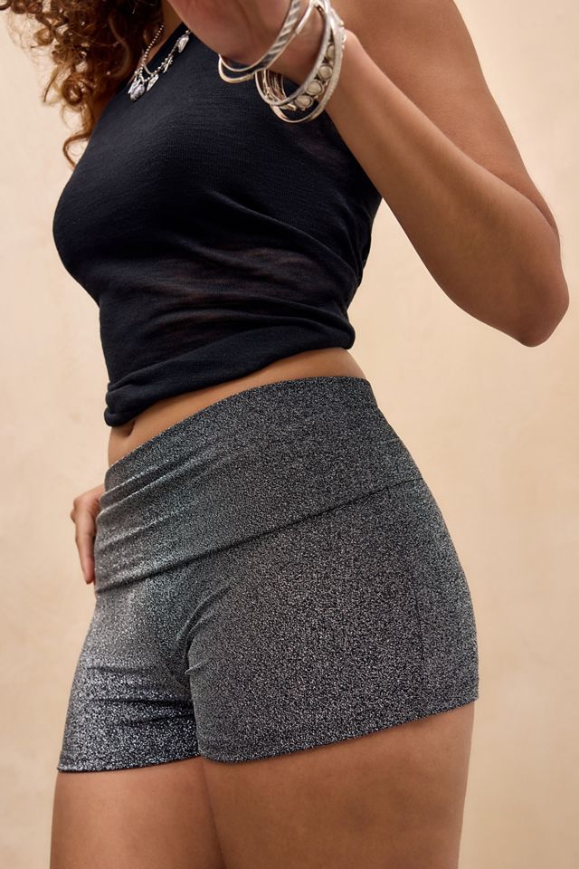 UO Faye Glitter Foldover Shorts #1
