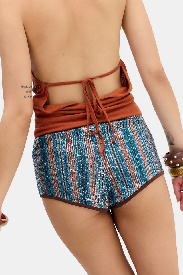 Micro-short à rayures et paillettes UO #3