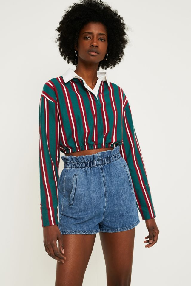 Paperbag waist denim shorts on sale