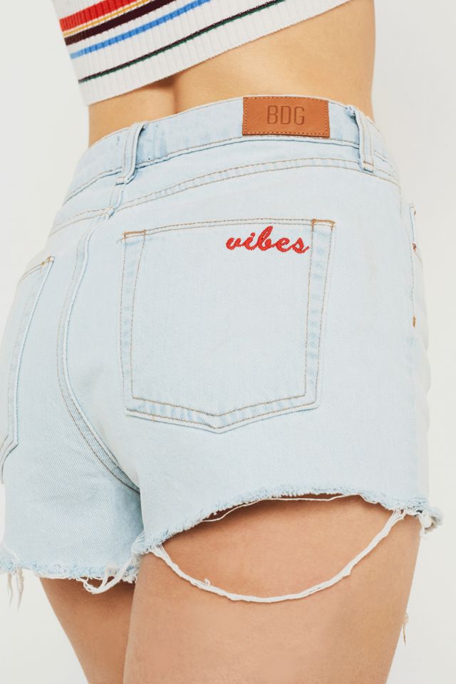 BDG Mom Rainbow Embroidery Denim Shorts #1