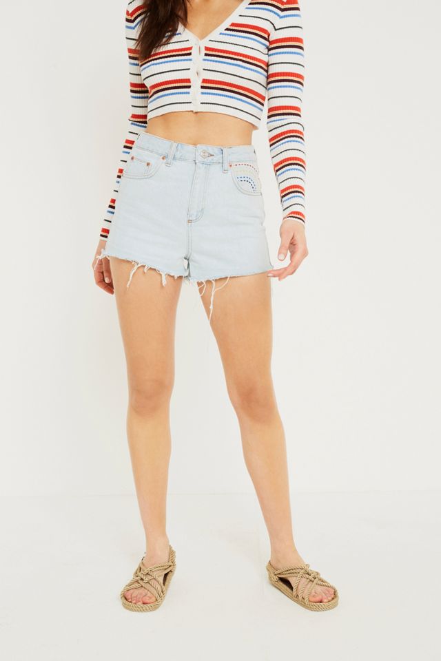 BDG Mom Rainbow Embroidery Denim Shorts #2