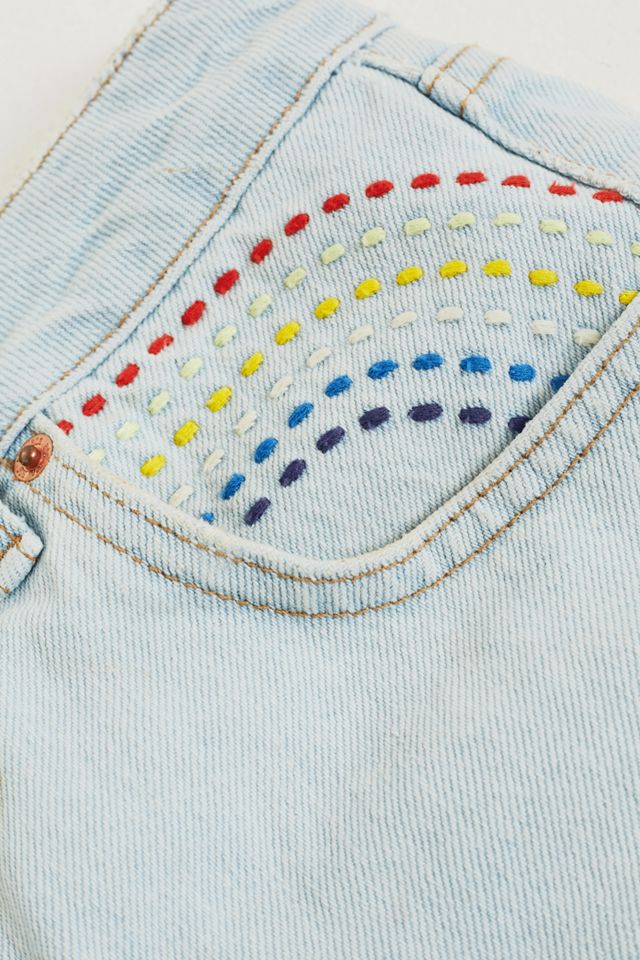 BDG Mom Rainbow Embroidery Denim Shorts #5