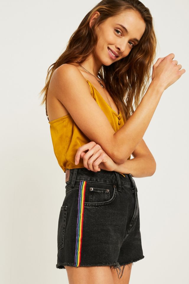 Rainbow striped hot sale jean shorts