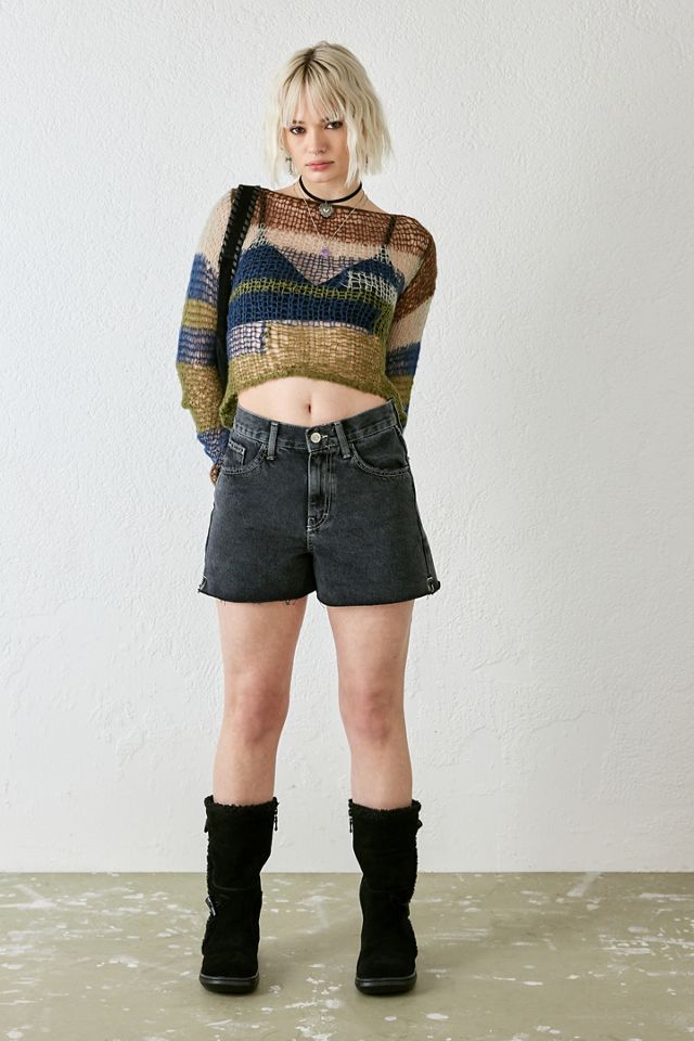 BDG pantalones cortos negros lavados de línea A  #1
