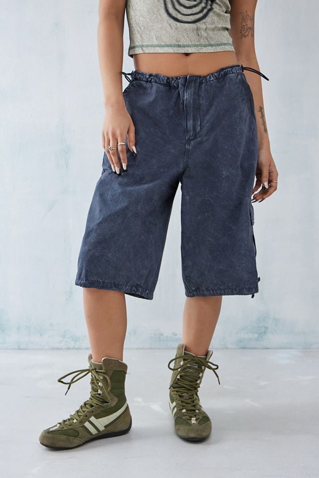 BDG Washed Black Longline Baggy Tech Shorts #3