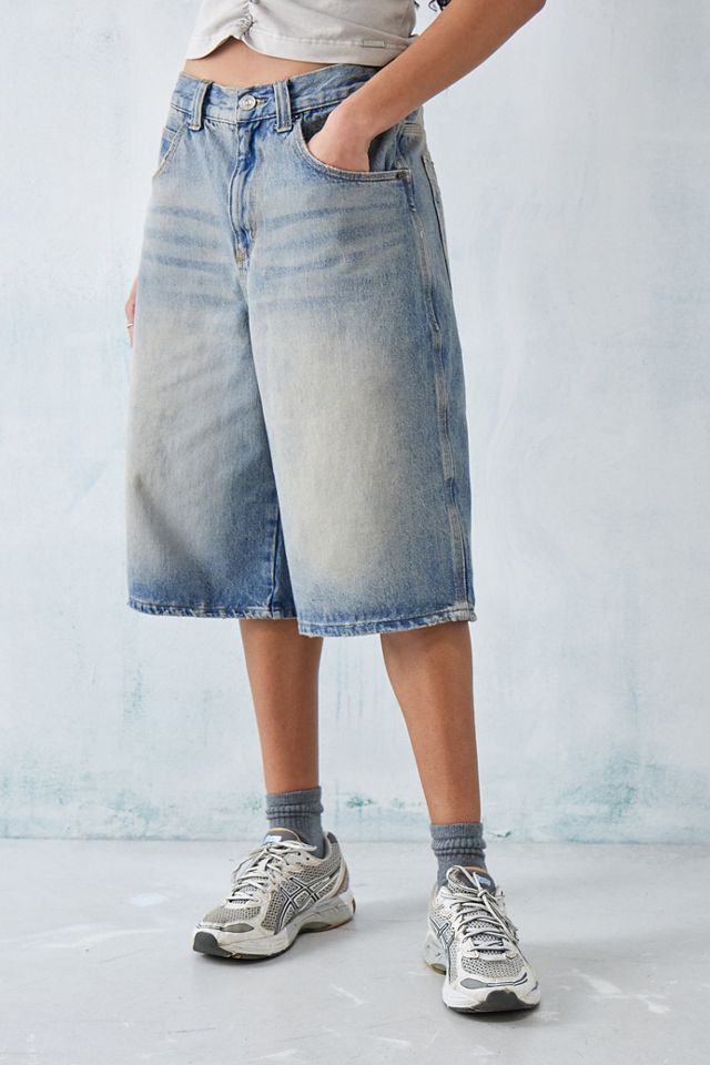 BDG Light Wash Denim Nicola Longline Skate Shorts #1